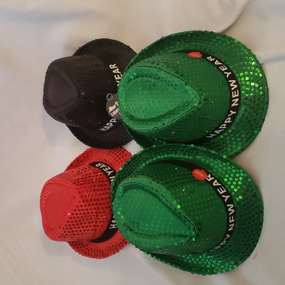 Set of 4 New Year's light up hats